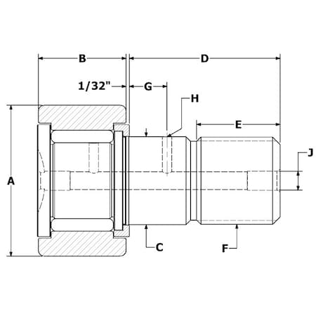 Carter Bearings 1.5", Needle Cam Follower, HD CNBH-48